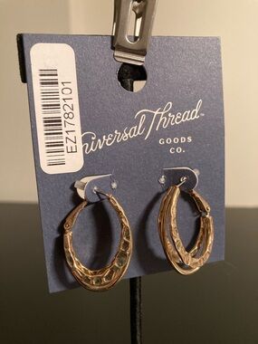 Universal Thread Gold Textured Double Hoop Earrings